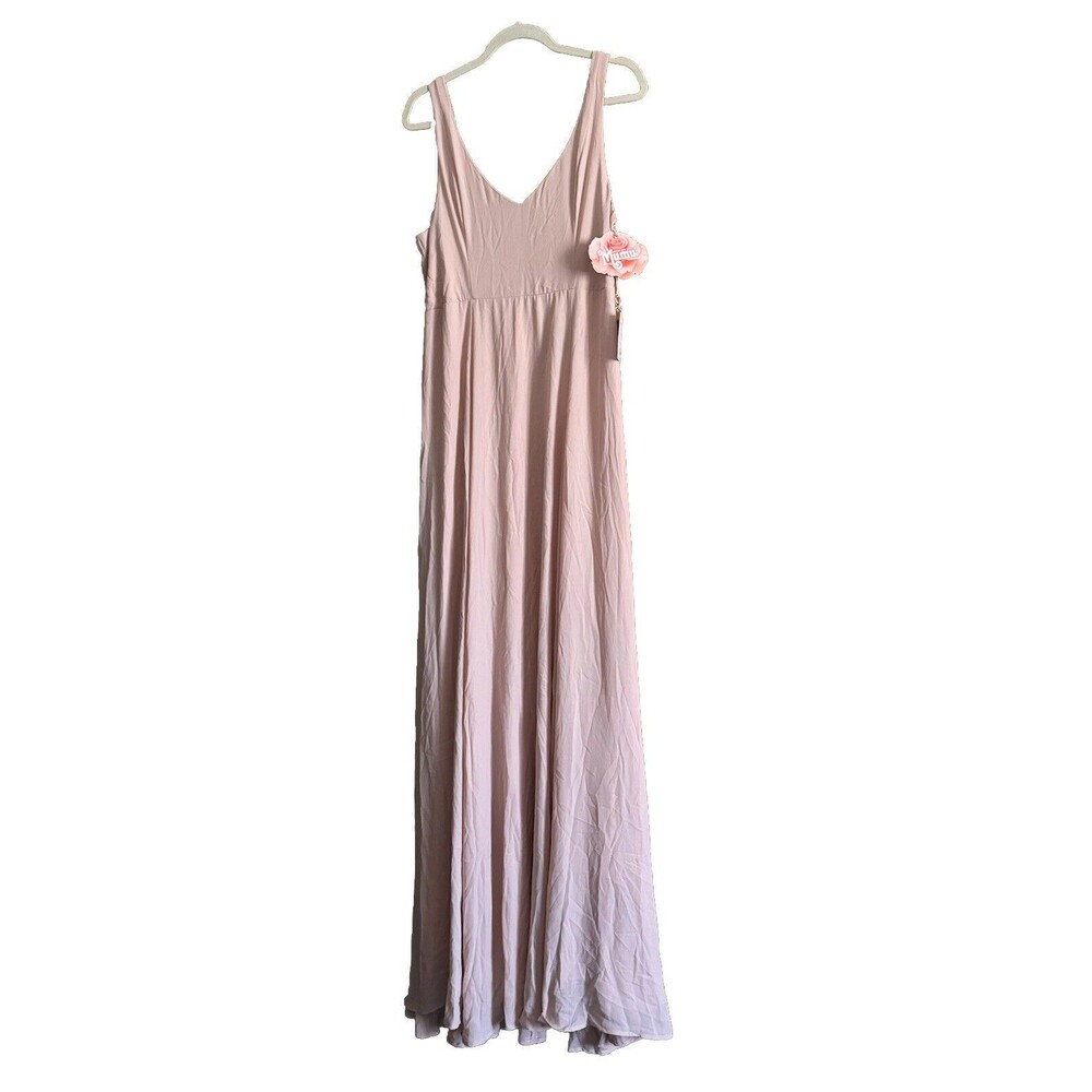 Show Me Your MuMu Jenn Maxi Dress Show Ring Sheen Blush Pink V Neck Size XL